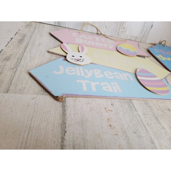 Easter follow the bunny he has chocolates spring hanging signs decor - Picture 3 of 8